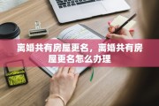 离婚共有房屋更名，离婚共有房屋更名怎么办理