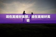现在离婚好离那，现在离婚好离吧
