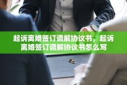 起诉离婚签订调解协议书，起诉离婚签订调解协议书怎么写
