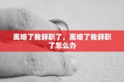 离婚了我辞职了，离婚了我辞职了怎么办