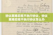 协议离婚后拒不执行协议，协议离婚后拒不执行协议怎么办