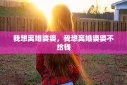 我想离婚婆婆，我想离婚婆婆不给钱
