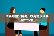 吵离婚跟公婆说，吵离婚跟公婆说什么话