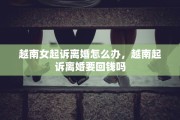 越南女起诉离婚怎么办，越南起诉离婚要回钱吗