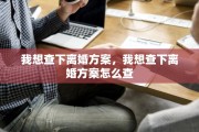 我想查下离婚方案，我想查下离婚方案怎么查