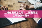 二婚在离婚怎么写，二婚离婚怎么写协议书范本