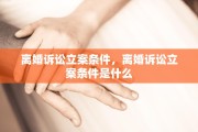 离婚诉讼立案条件，离婚诉讼立案条件是什么