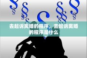 去起诉离婚的程序，去起诉离婚的程序是什么