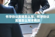 怀孕协议离婚怎么写，怀孕协议离婚怎么写才有效