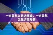 一方是怎么起诉离婚，一方是怎么起诉离婚的