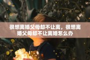 很想离婚父母却不让离，很想离婚父母却不让离婚怎么办