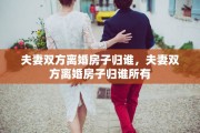 夫妻双方离婚房子归谁，夫妻双方离婚房子归谁所有