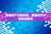离婚财产分割妙招，离婚财产分割妙招视频