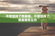 不想坚持了想离婚，不想坚持了想离婚怎么办