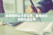 试离婚协议书怎么写，离婚协议书模拟怎么写