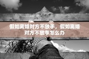 假如离婚对方不放手，假如离婚对方不放手怎么办