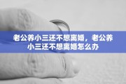 老公养小三还不想离婚，老公养小三还不想离婚怎么办