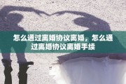 怎么通过离婚协议离婚，怎么通过离婚协议离婚手续