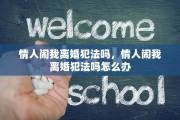 情人闹我离婚犯法吗，情人闹我离婚犯法吗怎么办