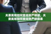 夫妻离婚如何查询财产明细，夫妻离婚如何查询财产明细表