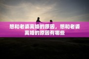 想和老婆离婚的原因，想和老婆离婚的原因有哪些