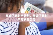 离婚了无财产分割，离婚了无财产分割怎么办