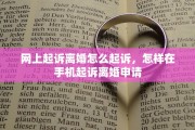 网上起诉离婚怎么起诉，怎样在手机起诉离婚申请