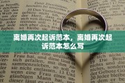 离婚再次起诉范本，离婚再次起诉范本怎么写