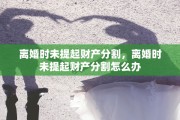 离婚时未提起财产分割，离婚时未提起财产分割怎么办