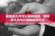 离婚多久内可以重新起诉，离婚多久内可以重新起诉对方