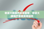 申请大病医疗需要离婚，申请大病医疗需要离婚证吗