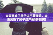 夫妻离婚了房子过户要钱吗，夫妻离婚了房子过户要钱吗现在