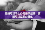 离婚可以马上办离婚手续吗，离婚可以立即办理么