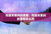 同居关系纠纷离婚，同居关系纠纷离婚怎么判