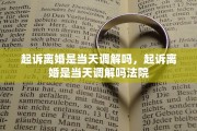 起诉离婚是当天调解吗，起诉离婚是当天调解吗法院