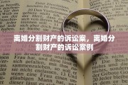 离婚分割财产的诉讼案，离婚分割财产的诉讼案例