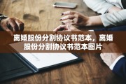 离婚股份分割协议书范本，离婚股份分割协议书范本图片