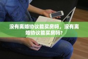 没有离婚协议能买房吗，没有离婚协议能买房吗?