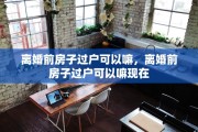 离婚前房子过户可以嘛，离婚前房子过户可以嘛现在