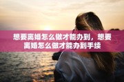 想要离婚怎么做才能办到，想要离婚怎么做才能办到手续