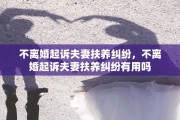 不离婚起诉夫妻扶养纠纷，不离婚起诉夫妻扶养纠纷有用吗