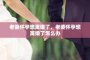 老婆怀孕想离婚了，老婆怀孕想离婚了怎么办