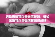 诉讼离婚可以查微信转账，诉讼离婚可以查微信转账记录吗