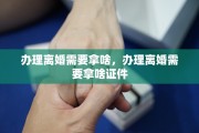 办理离婚需要拿啥，办理离婚需要拿啥证件