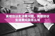 离婚协议生活费问题，离婚协议生活费问题怎么写