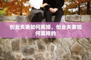 创业夫妻如何离婚，创业夫妻如何离婚的
