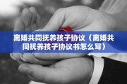 离婚共同抚养孩子协议（离婚共同抚养孩子协议书怎么写）