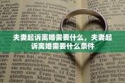 夫妻起诉离婚需要什么，夫妻起诉离婚需要什么条件