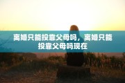 离婚只能投靠父母吗，离婚只能投靠父母吗现在