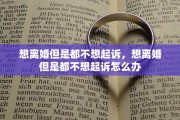想离婚但是都不想起诉，想离婚但是都不想起诉怎么办